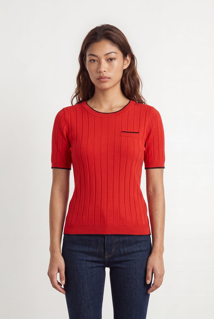 Pull Rouge et Noir - Taille S/36 de la marque Caroll | PARAD114368 - Vendu par Paradigme - Image 1