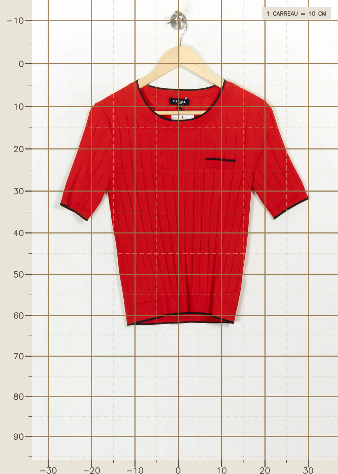 Pull Rouge et Noir - Taille S/36 de la marque Caroll | PARAD114368 - Vendu par Paradigme - Image 4