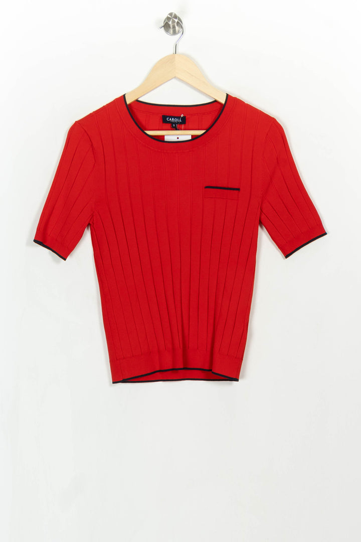 Pull Rouge et Noir - Taille S/36 de la marque Caroll | PARAD114368 - Vendu par Paradigme - Image 2