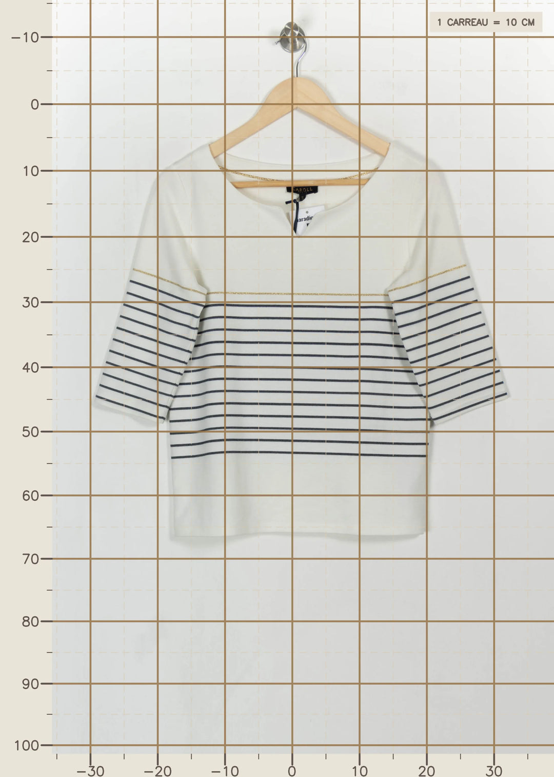 Marinière Blanche et Bleue - Taille S/36 de la marque Caroll | PARAD114369 - Vendu par Paradigme - Image 4