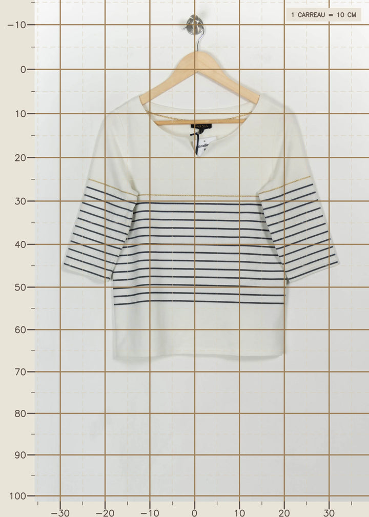 Marinière Blanche et Bleue - Taille S/36 de la marque Caroll | PARAD114369 - Vendu par Paradigme - Image 4