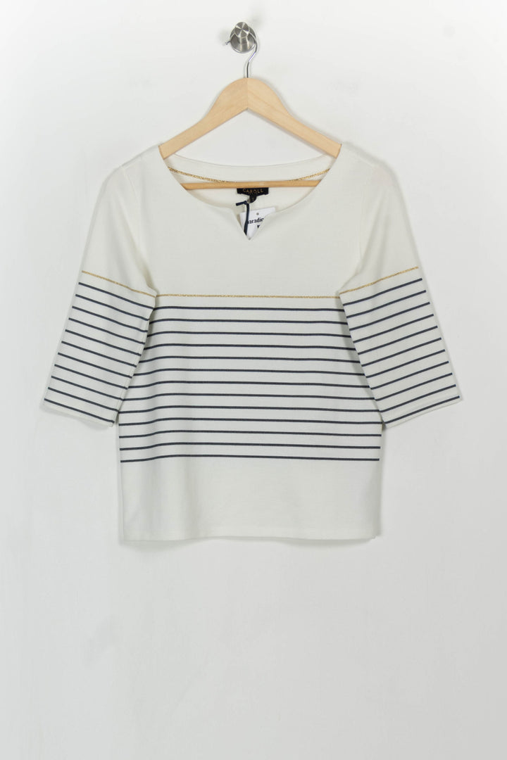 Marinière Blanche et Bleue - Taille S/36 de la marque Caroll | PARAD114369 - Vendu par Paradigme - Image 2
