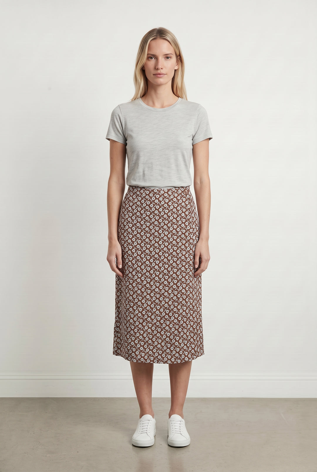 Jupe Fleurie Marron et Blanche - Taille S/36 de la marque Comptoir des Cotonniers | PARAD114386 - Vendu par Paradigme - Image 1