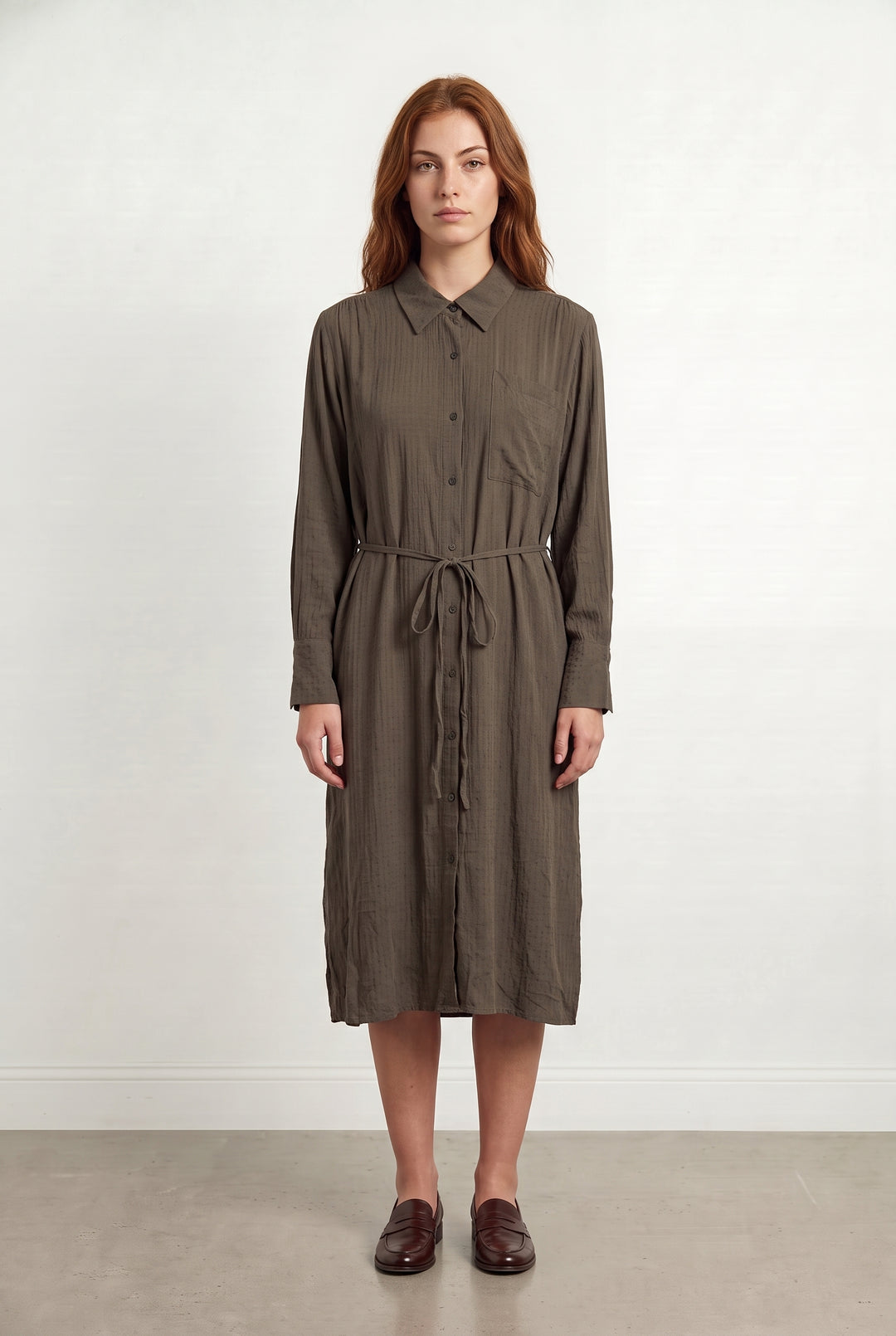 Robe chemise midi Marron - Taille M/38 de la marque Humanoid | PARAD114393 - Vendu par Paradigme - Image 1