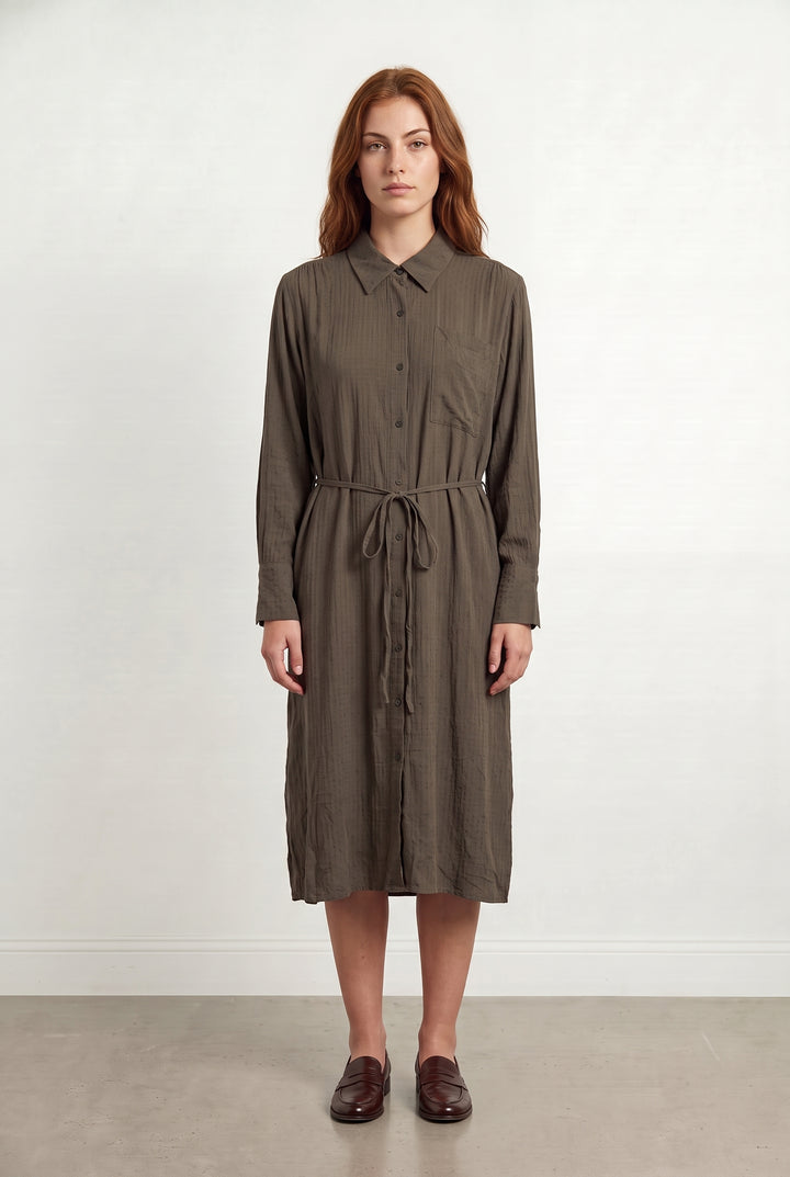 Robe chemise midi Marron - Taille M/38 de la marque Humanoid | PARAD114393 - Vendu par Paradigme - Image 1