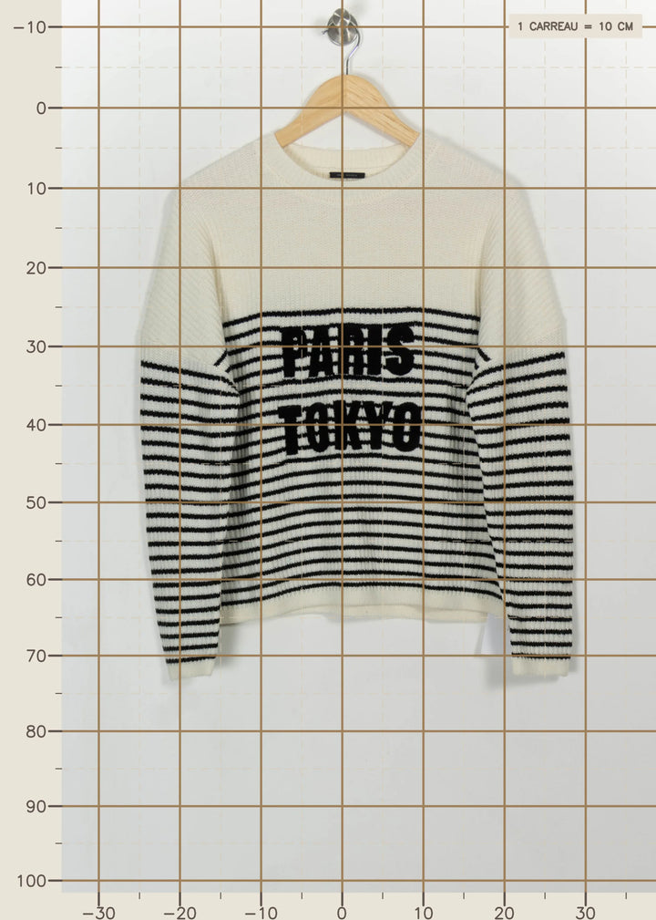 Pull Rayé Blanc et Noir - Taille M/38 de la marque IKKS | PARAD114775 - Vendu par Paradigme - Image 4
