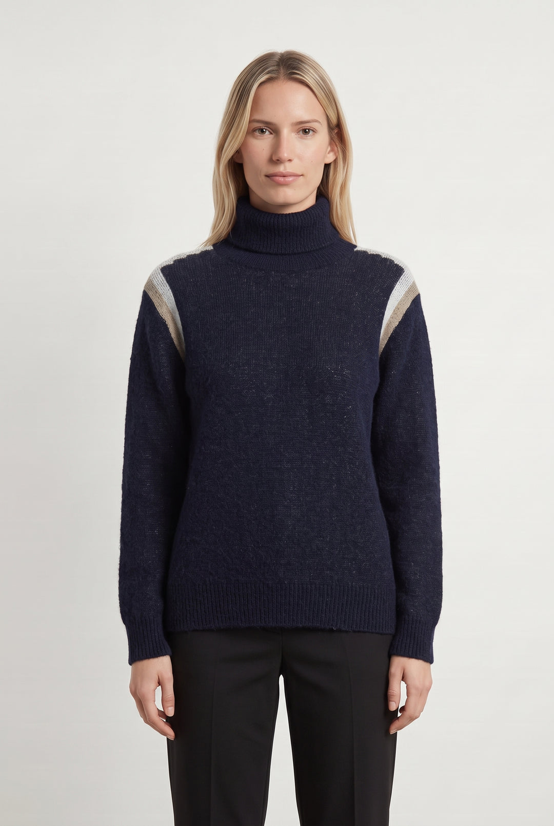 Pull Col Roulé Bleu et Beige - Taille M/38 de la marque IKKS | PARAD114778 - Vendu par Paradigme - Image 1
