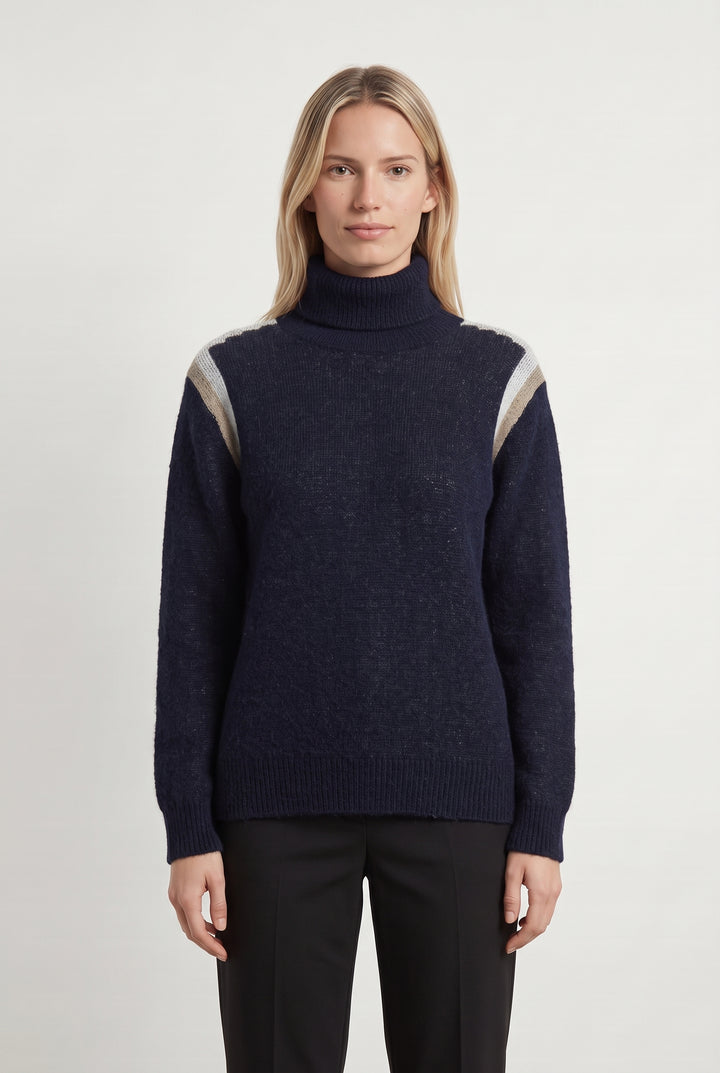 Pull Col Roulé Bleu et Beige - Taille M/38 de la marque IKKS | PARAD114778 - Vendu par Paradigme - Image 1