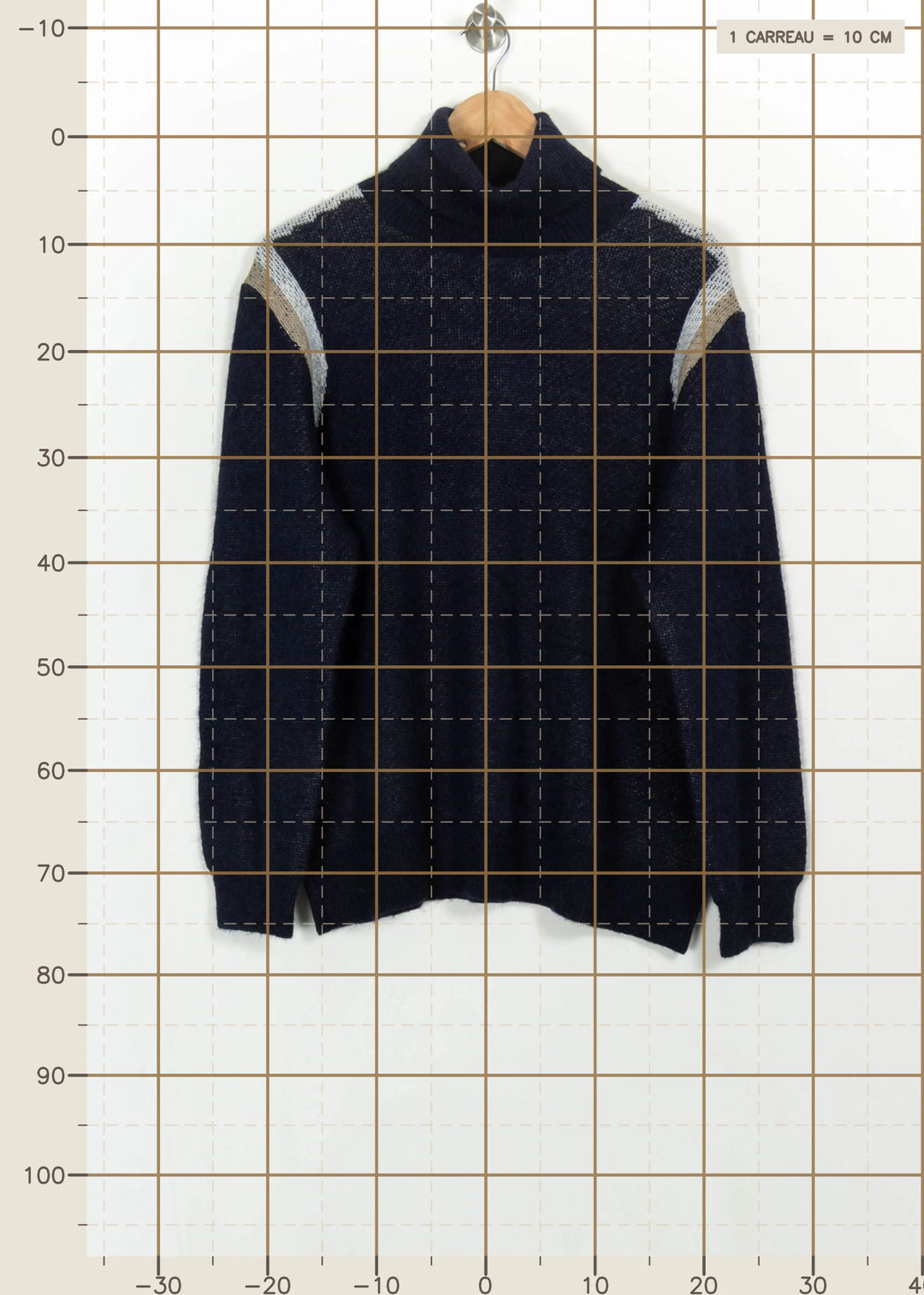 Pull Col Roulé Bleu et Beige - Taille M/38 de la marque IKKS | PARAD114778 - Vendu par Paradigme - Image 4