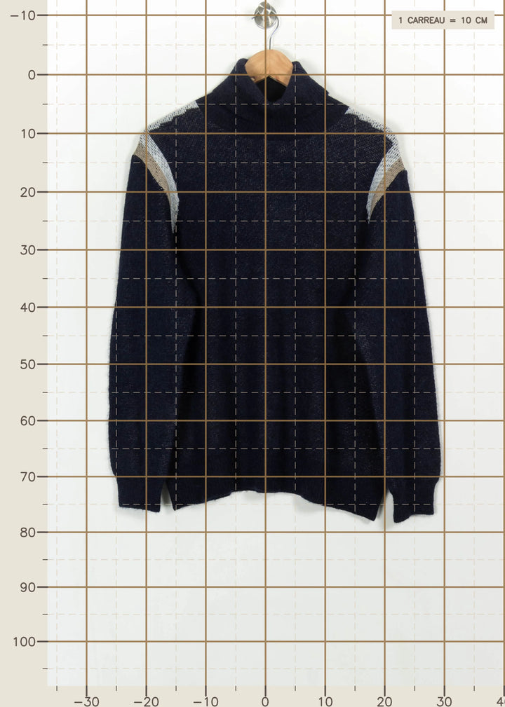 Pull Col Roulé Bleu et Beige - Taille M/38 de la marque IKKS | PARAD114778 - Vendu par Paradigme - Image 4