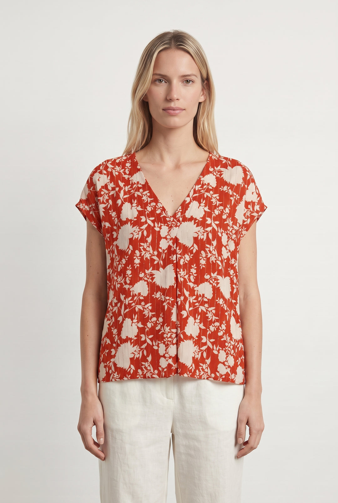 Blouse Rouge et Blanche - Taille M/38 de la marque Sud express | PARAD114794 - Vendu par Paradigme - Image 1