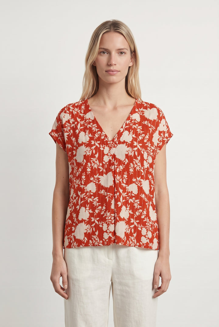 Blouse Rouge et Blanche - Taille M/38 de la marque Sud express | PARAD114794 - Vendu par Paradigme - Image 1