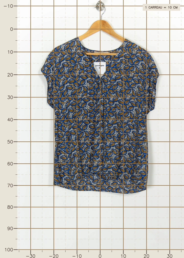Blouse Bleue et Marron - Taille L/40 de la marque Sud express | PARAD114799 - Vendu par Paradigme - Image 4