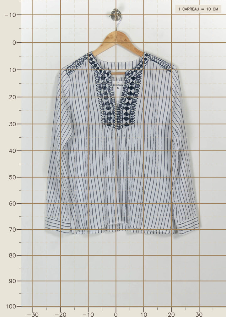 Blouse Blanche et Bleue - Taille L/40 de la marque Sud express | PARAD114801 - Vendu par Paradigme - Image 4