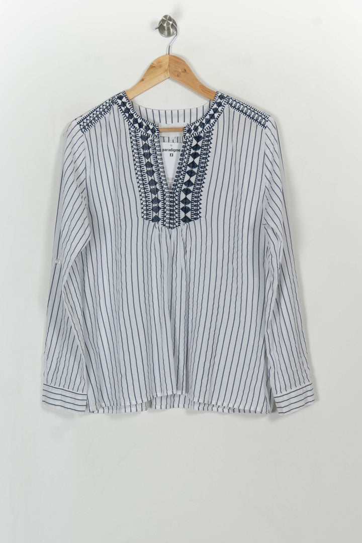 Blouse Blanche et Bleue - Taille L/40 de la marque Sud express | PARAD114801 - Vendu par Paradigme - Image 2
