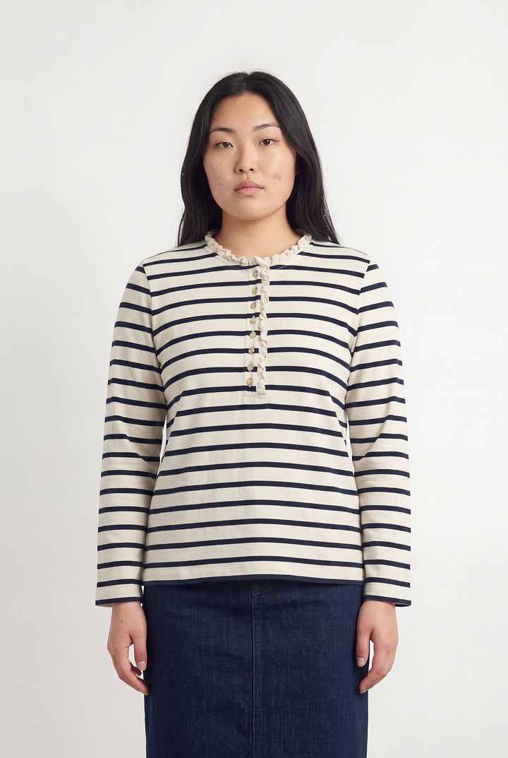 Marinière Beige et Marine - Taille L/40 de la marque Sézane | PARAD114809 - Vendu par Paradigme - Image 1