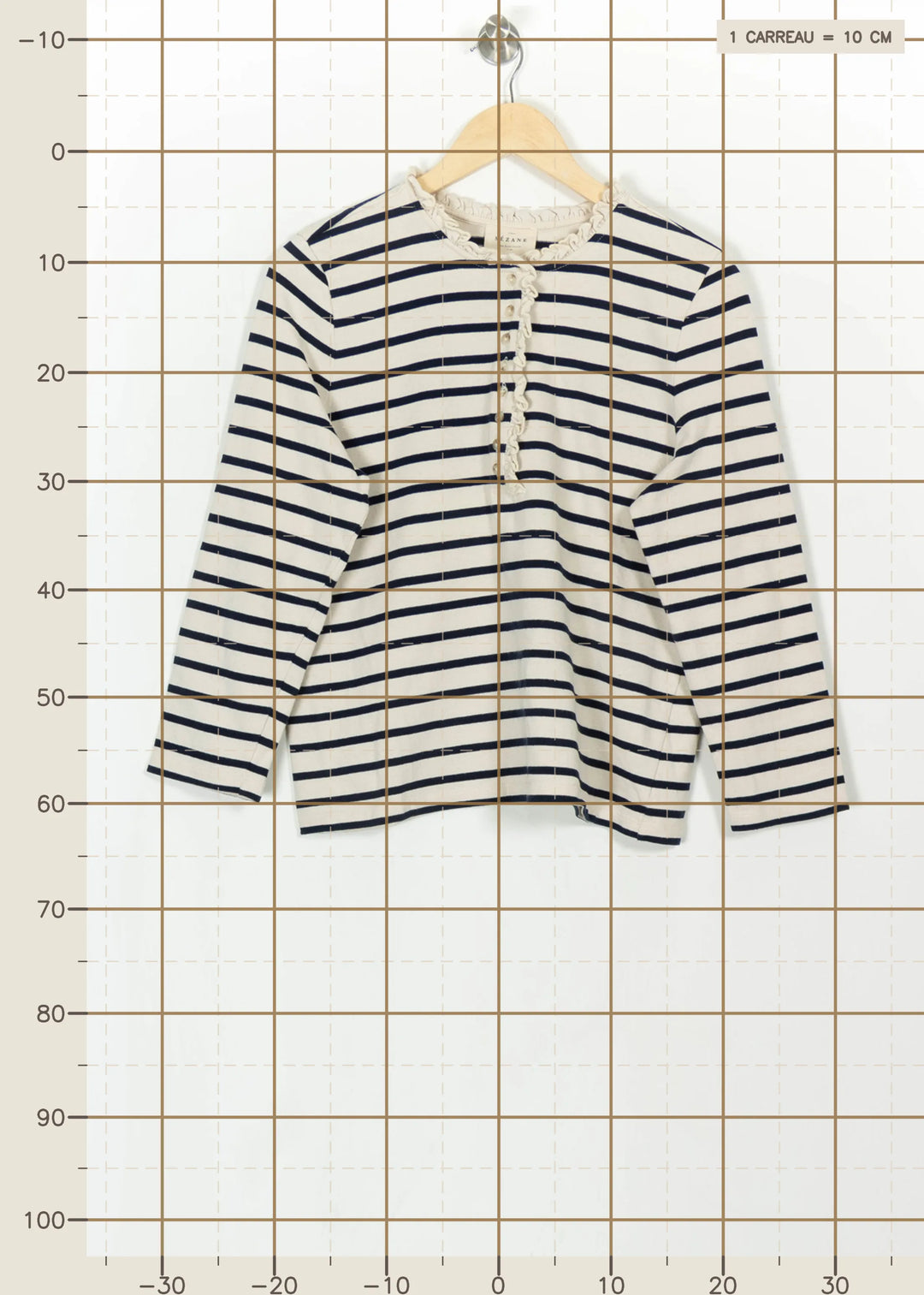Marinière Beige et Marine - Taille L/40 de la marque Sézane | PARAD114809 - Vendu par Paradigme - Image 4