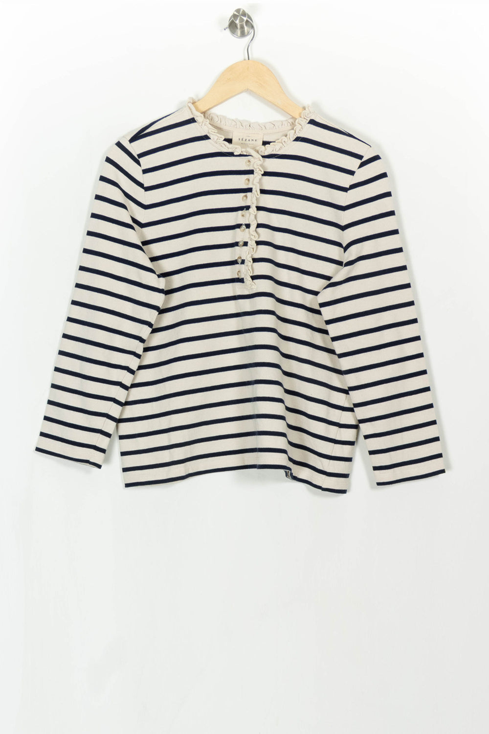 Marinière Beige et Marine - Taille L/40 de la marque Sézane | PARAD114809 - Vendu par Paradigme - Image 2