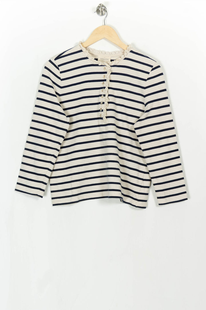 Marinière Beige et Marine - Taille L/40 de la marque Sézane | PARAD114809 - Vendu par Paradigme - Image 2