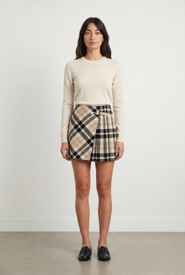 Jupe Plissée Beige et Noire - Taille S/36 de la marque Caroll | PARAD114818 - Vendu par Paradigme - Image 1