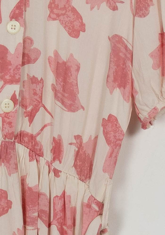 Robe Midi Rose et Blanche - Taille M/38 de la marque La Fée Maraboutée | PARAD114825 - Vendu par Paradigme - Image 3