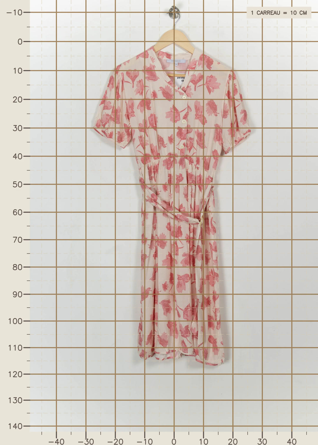 Robe Midi Rose et Blanche - Taille M/38 de la marque La Fée Maraboutée | PARAD114825 - Vendu par Paradigme - Image 4