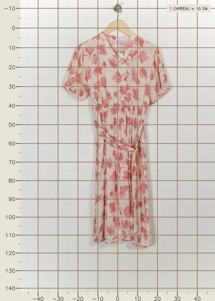 Robe Midi Rose et Blanche - Taille M/38 de la marque La Fée Maraboutée | PARAD114825 - Vendu par Paradigme - Image 4
