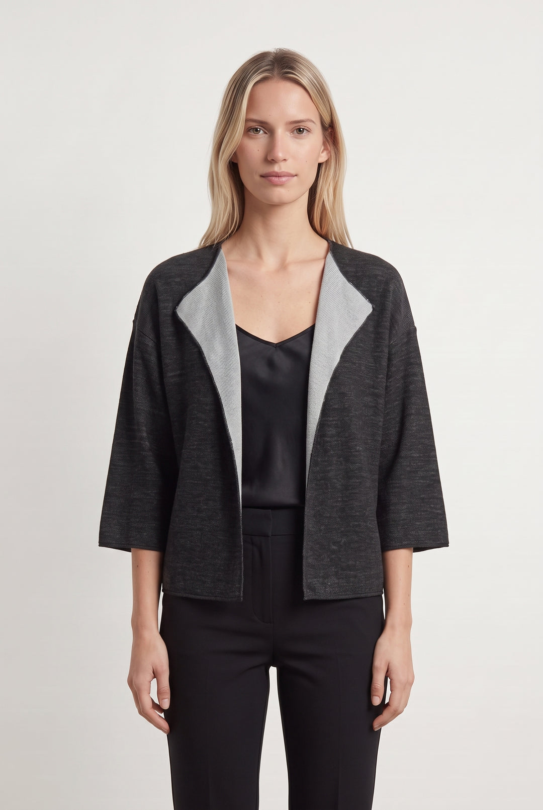 Cardigan Gris et Noir - Taille XS/34 de la marque La Fée Maraboutée | PARAD114871 - Vendu par Paradigme - Image 1