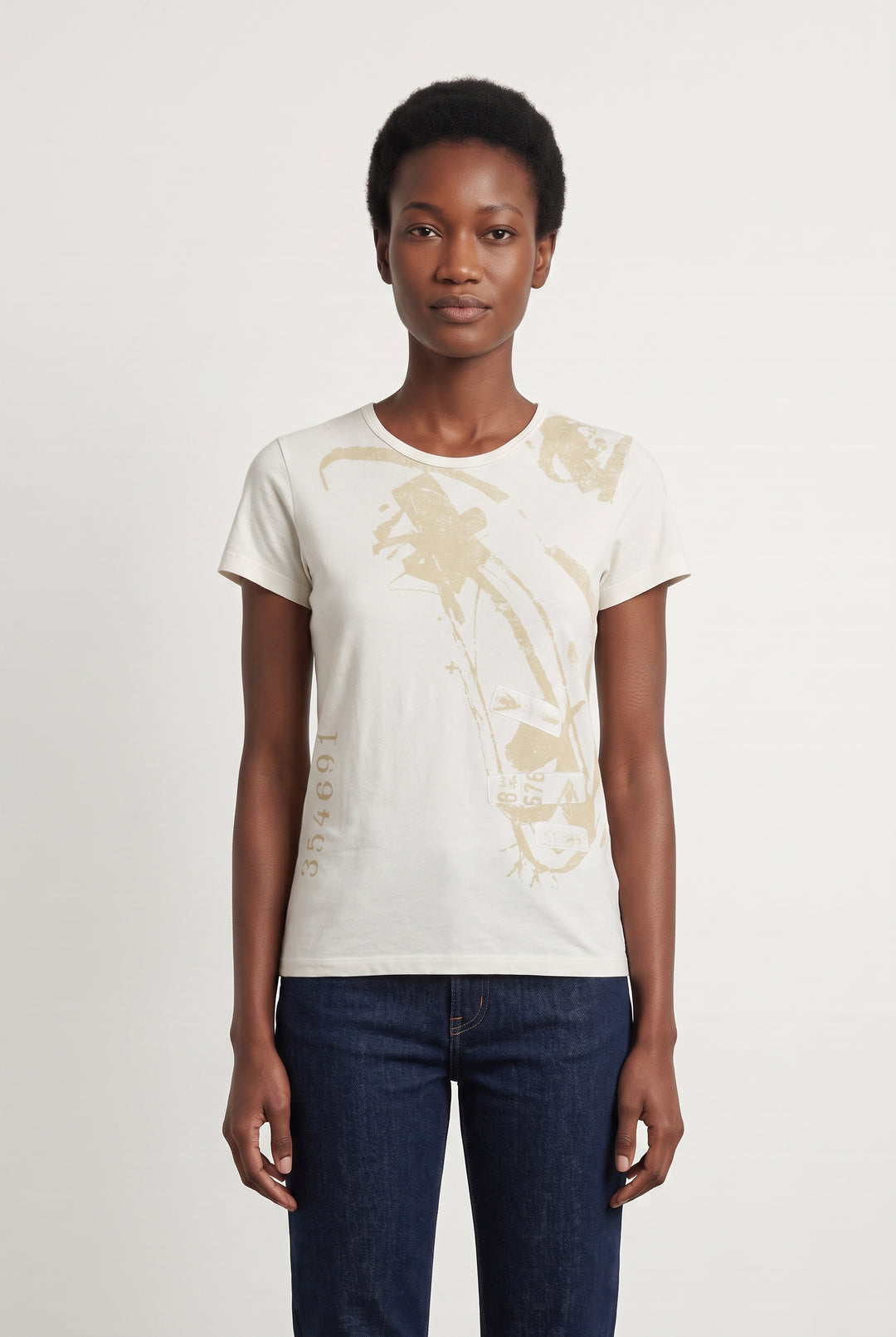 Tee-shirt Blanc et Beige - Taille M/38 de la marque IKKS | PARAD115068 - Vendu par Paradigme - Image 1