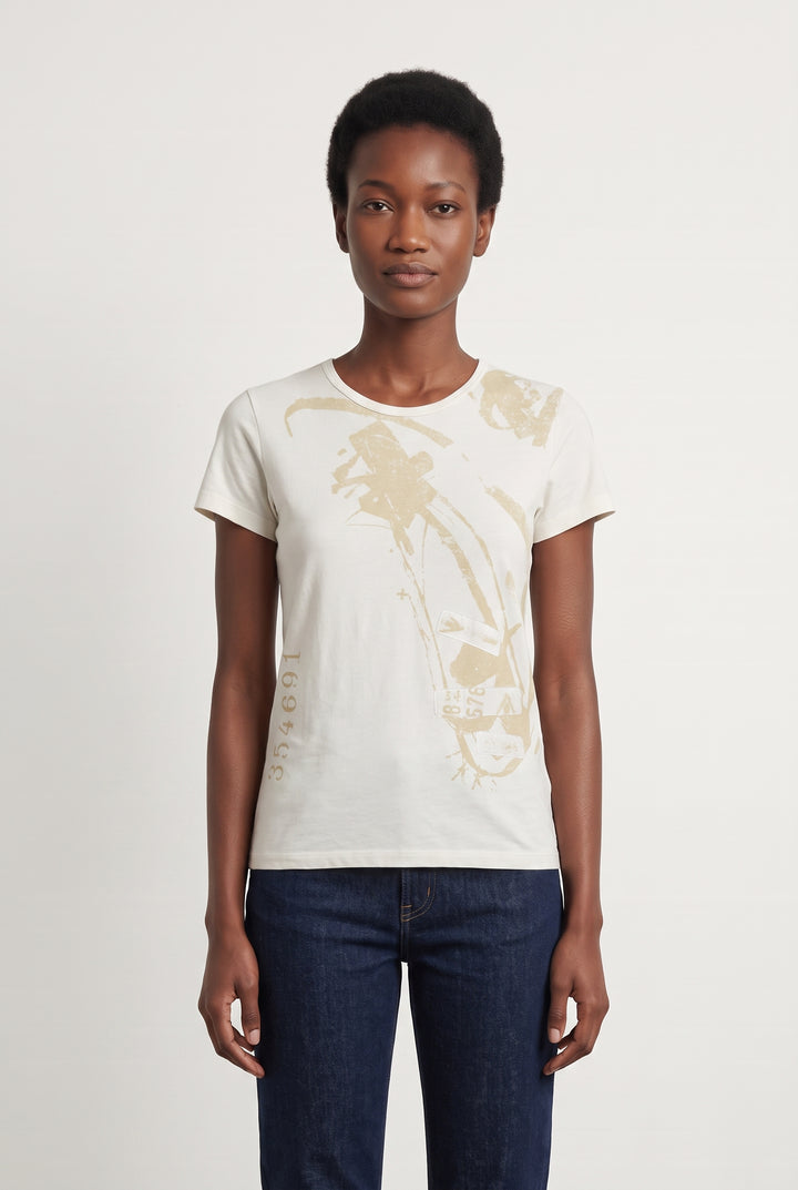 Tee-shirt Blanc et Beige - Taille M/38 de la marque IKKS | PARAD115068 - Vendu par Paradigme - Image 1