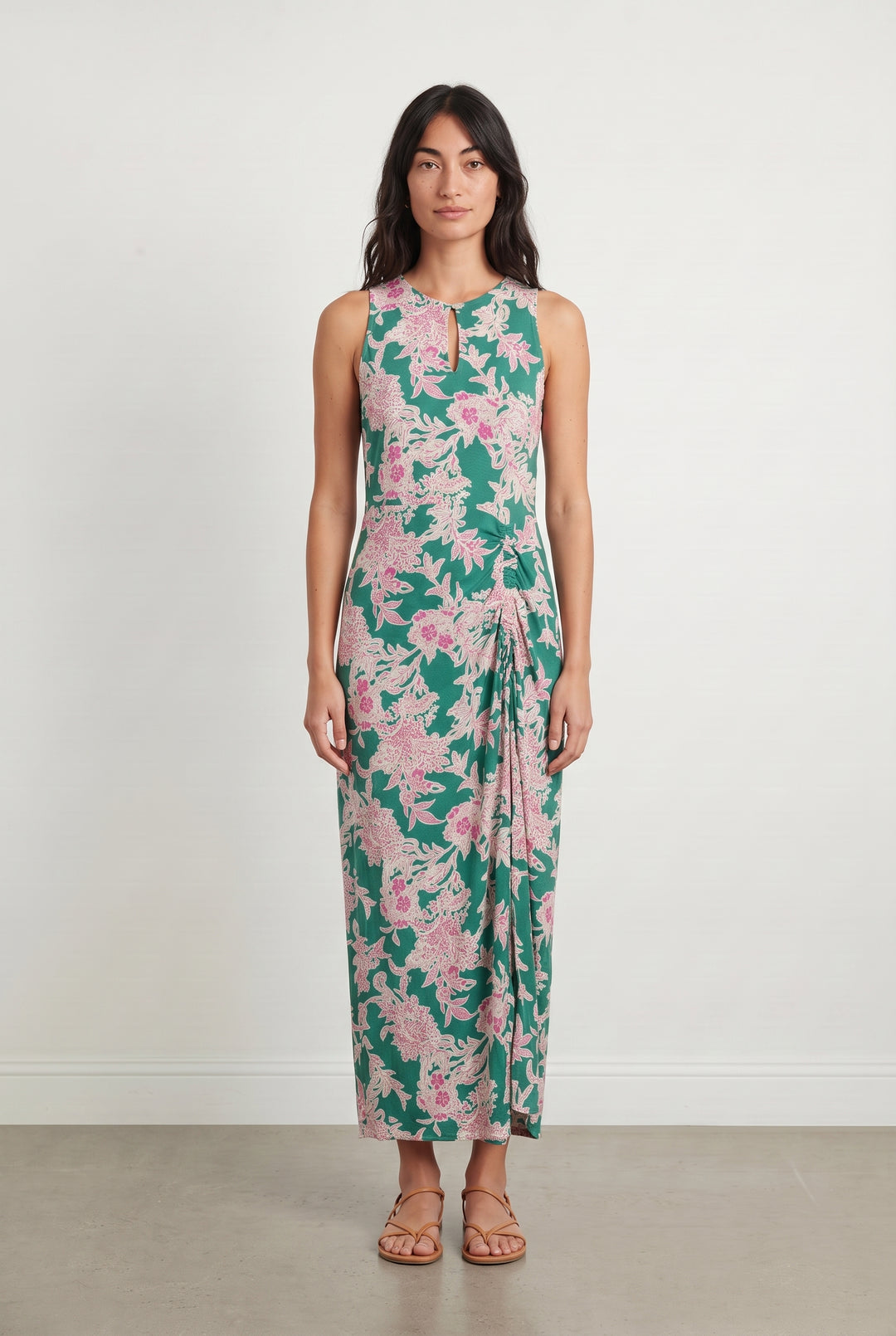 Robe Longue Verte et Rose - Taille S/36 de la marque La Fée Maraboutée | PARAD115079 - Vendu par Paradigme - Image 1