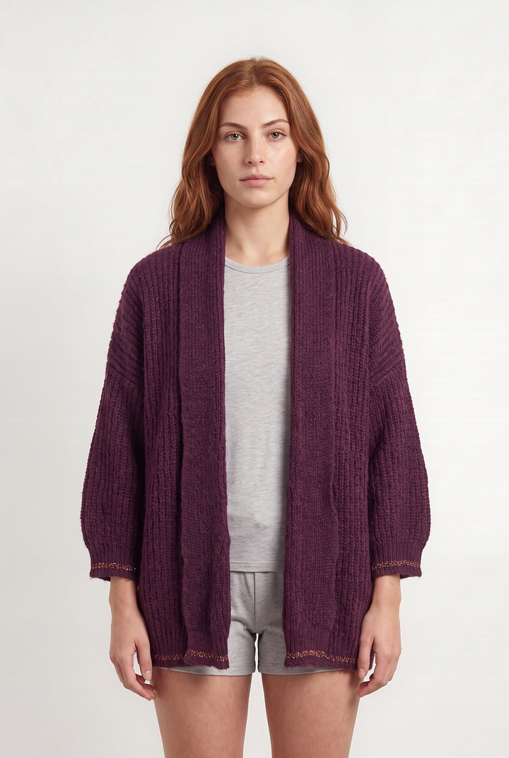 Cardigan Violet - Taille S/36 de la marque La Fée Maraboutée | PARAD115084 - Vendu par Paradigme - Image 1