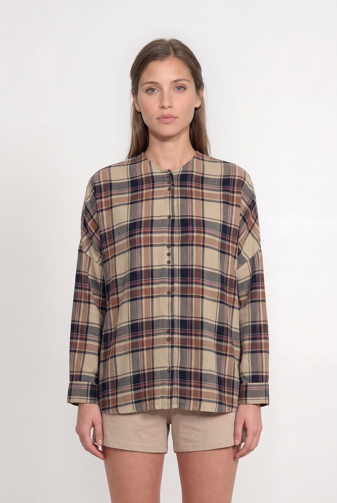 Chemise à Carreaux Beige et Bleu - Taille M/38 de la marque Sessùn | PARAD115095 - Vendu par Paradigme - Image 1