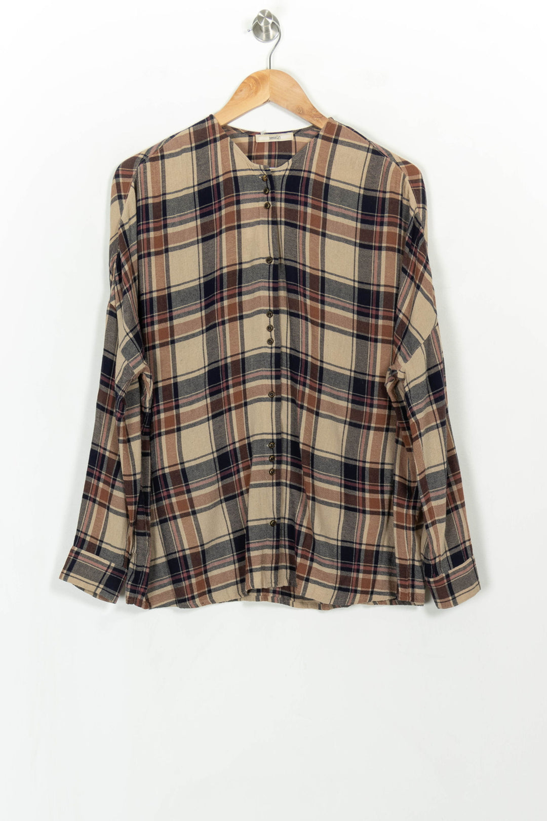 Chemise à Carreaux Beige et Bleu - Taille M/38 de la marque Sessùn | PARAD115095 - Vendu par Paradigme - Image 2