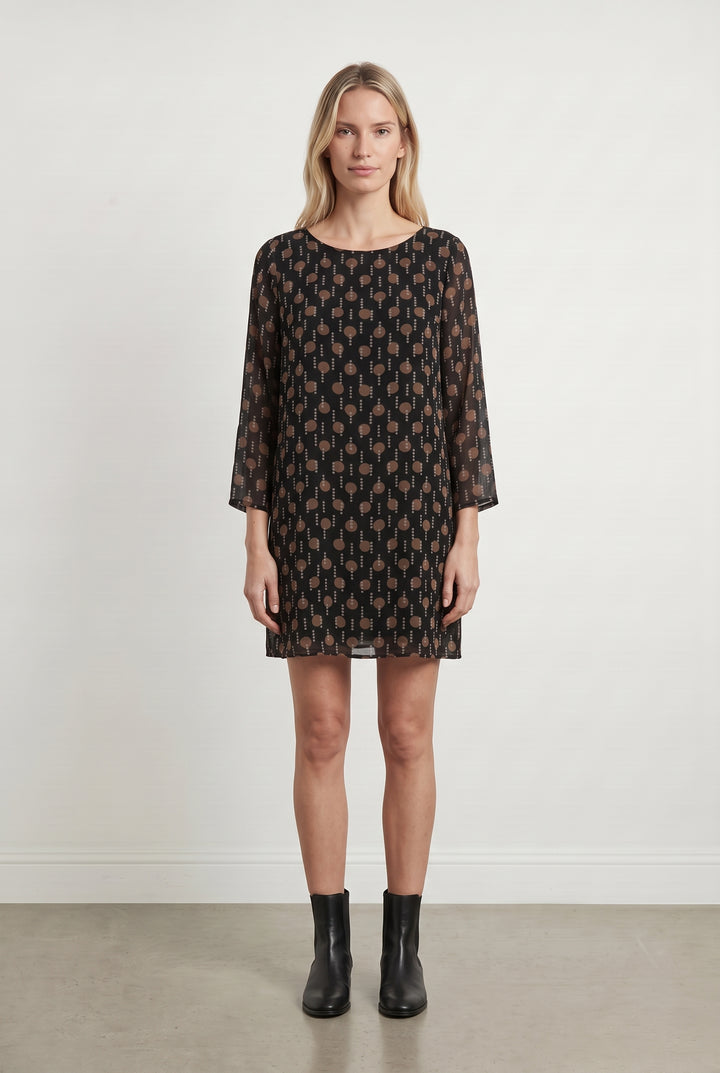 Robe Noire et Marron - Taille M/38 de la marque La Fée Maraboutée | PARAD115126 - Vendu par Paradigme - Image 1