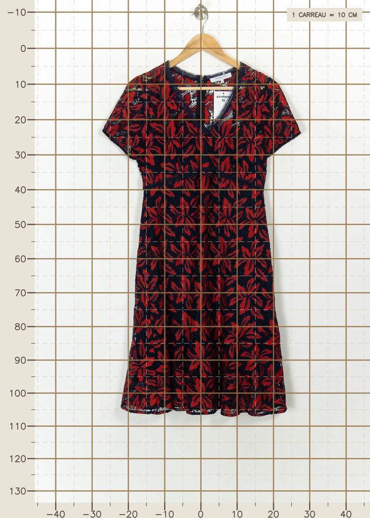 Robe Fleurie Rouge et Bleu - Taille M/38 de la marque Gerard Darel | PARAD115131 - Vendu par Paradigme - Image 4