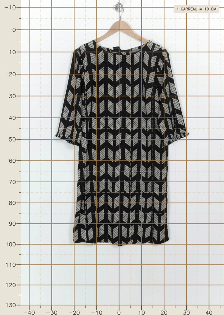 Robe Droite Noire et Blanche - Taille M/38 de la marque La Fée Maraboutée | PARAD115180 - Vendu par Paradigme - Image 4