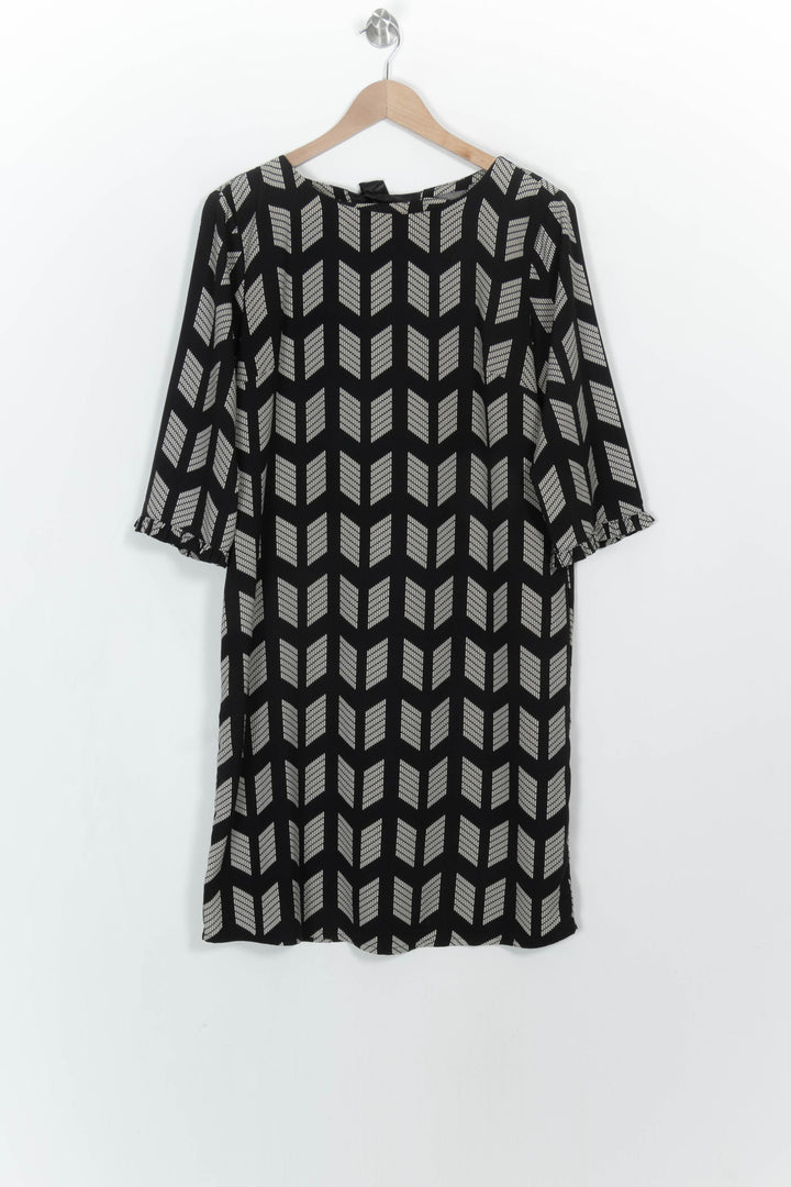 Robe Droite Noire et Blanche - Taille M/38 de la marque La Fée Maraboutée | PARAD115180 - Vendu par Paradigme - Image 2