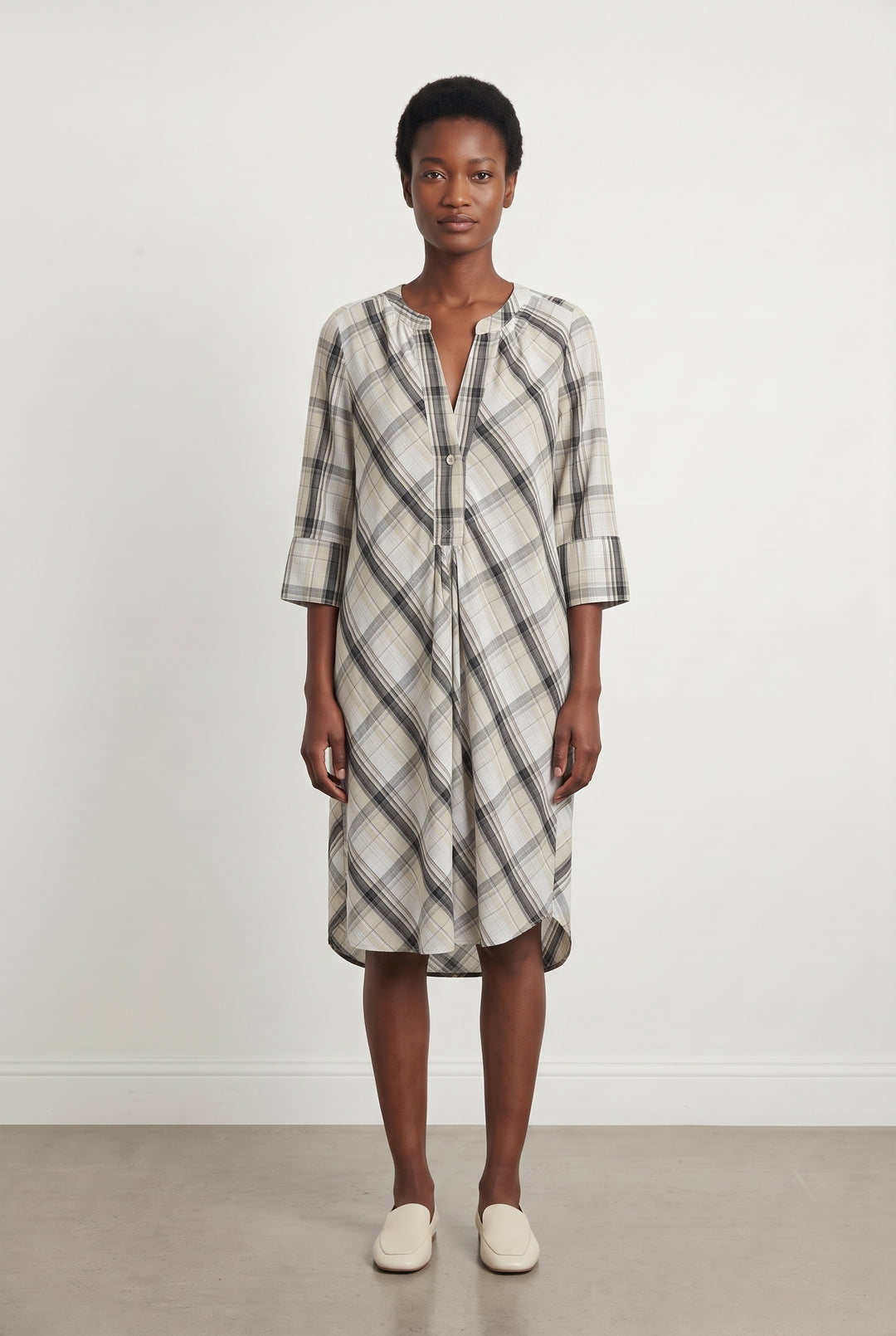 Robe Chemise Grise et Beige - Taille S/36 de la marque Kookai | PARAD115184 - Vendu par Paradigme - Image 1