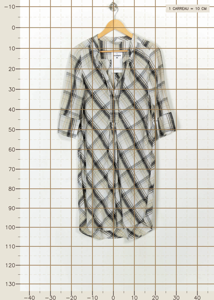 Robe Chemise Grise et Beige - Taille S/36 de la marque Kookai | PARAD115184 - Vendu par Paradigme - Image 4