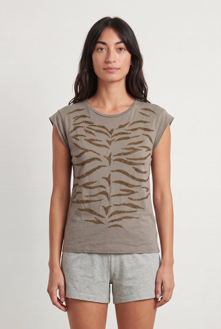 Tee-shirt Marron - Taille XS/34 de la marque IKKS | PARAD115200 - Vendu par Paradigme - Image 1
