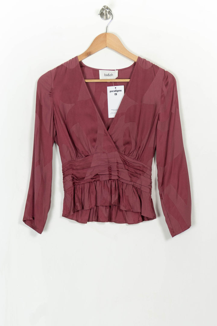 Blouse Bordeaux - Taille XS/34 de la marque ba&amp;sh | PARAD115207 - Vendu par Paradigme - Image 2