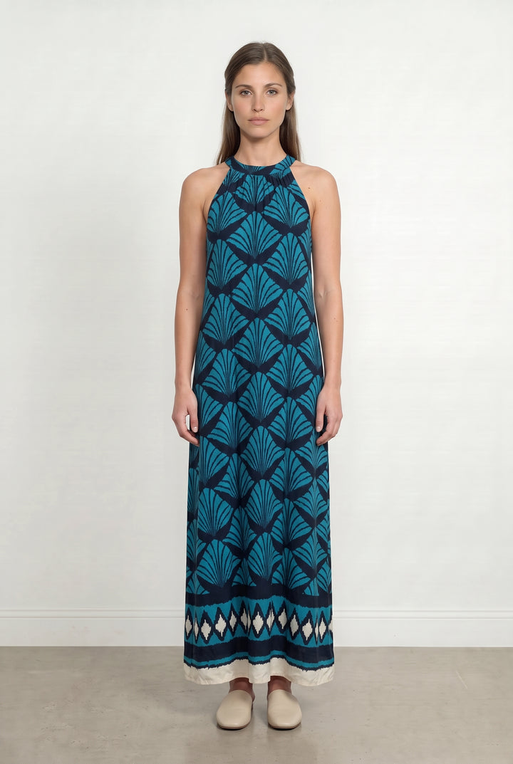 Robe longue bleue et noire - Taille M/38 de la marque La Fée Maraboutée | PARAD115214 - Vendu par Paradigme - Image 1