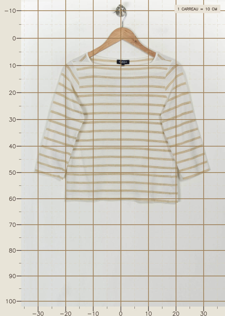Marinière Blanche et Beige - Taille S/36 de la marque Caroll | PARAD115226 - Vendu par Paradigme - Image 4