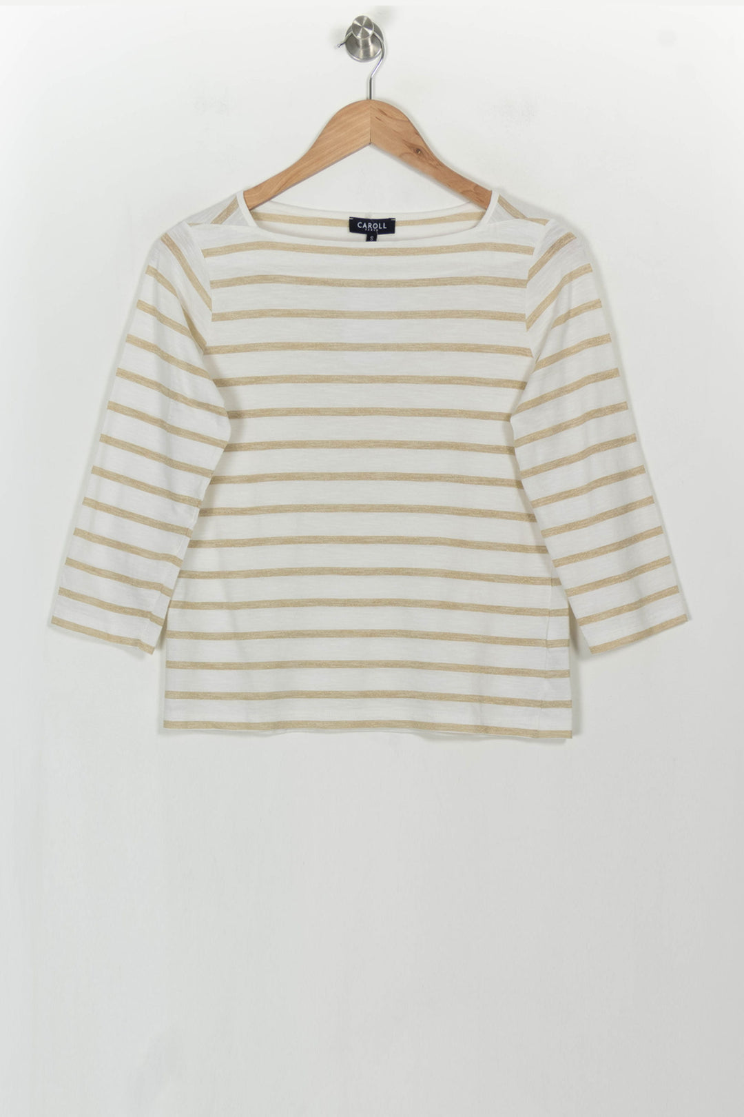 Marinière Blanche et Beige - Taille S/36 de la marque Caroll | PARAD115226 - Vendu par Paradigme - Image 2