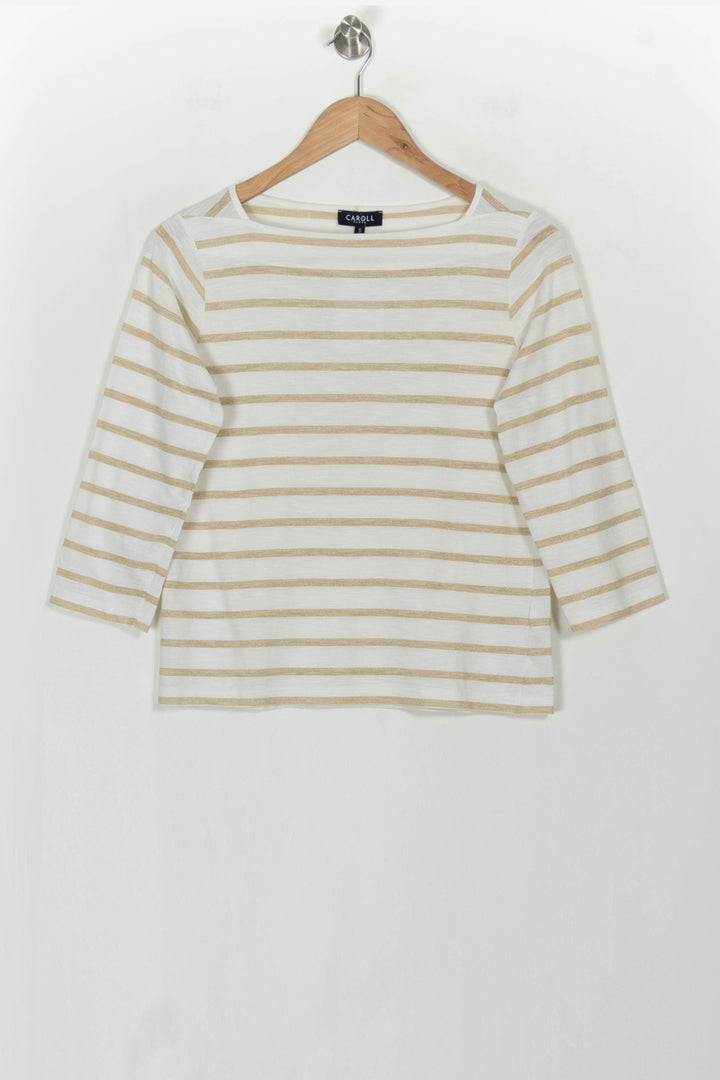 Marinière Blanche et Beige - Taille S/36 de la marque Caroll | PARAD115226 - Vendu par Paradigme - Image 2