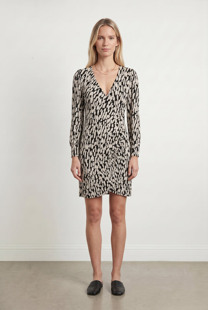 Robe Portefeuille Noire et Blanche - Taille S/36 de la marque IKKS | PARAD115234 - Vendu par Paradigme - Image 1