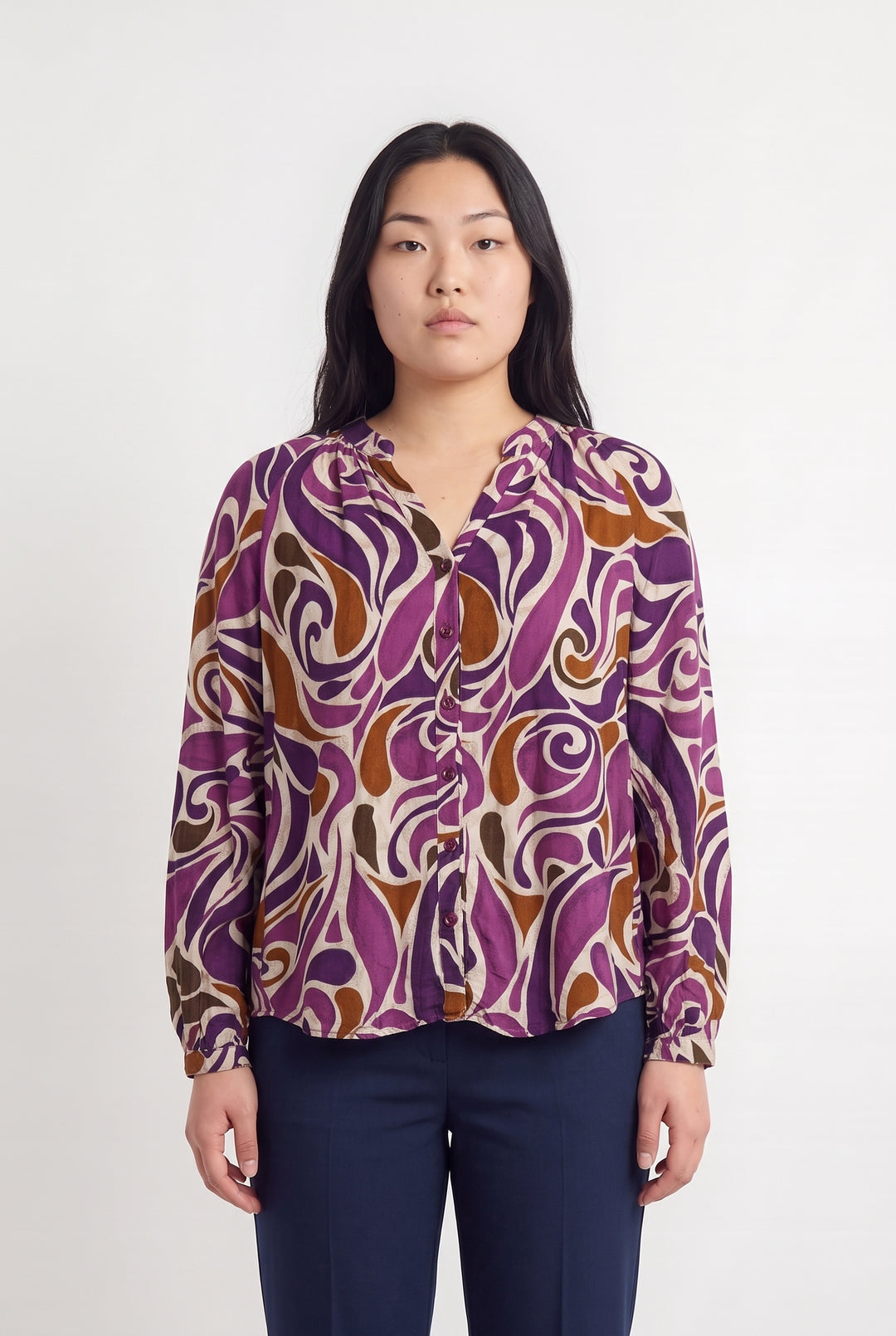 Blouse Violet et Marron - Taille L/40 de la marque La Petite Etoile | PARAD115351 - Vendu par Paradigme - Image 1