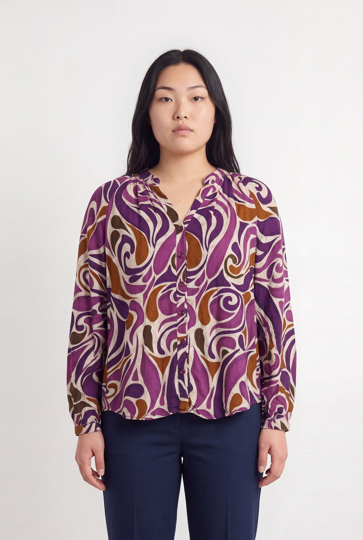 Blouse Violet et Marron - Taille L/40 de la marque La Petite Etoile | PARAD115351 - Vendu par Paradigme - Image 1