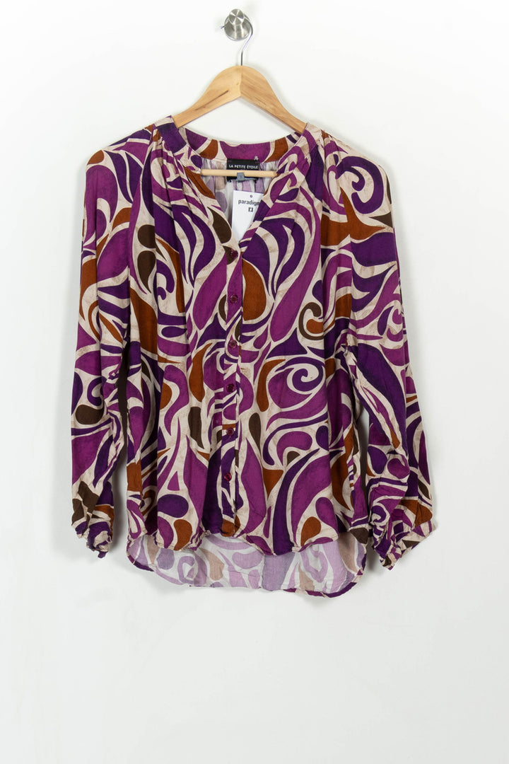 Blouse Violet et Marron - Taille L/40 de la marque La Petite Etoile | PARAD115351 - Vendu par Paradigme - Image 2